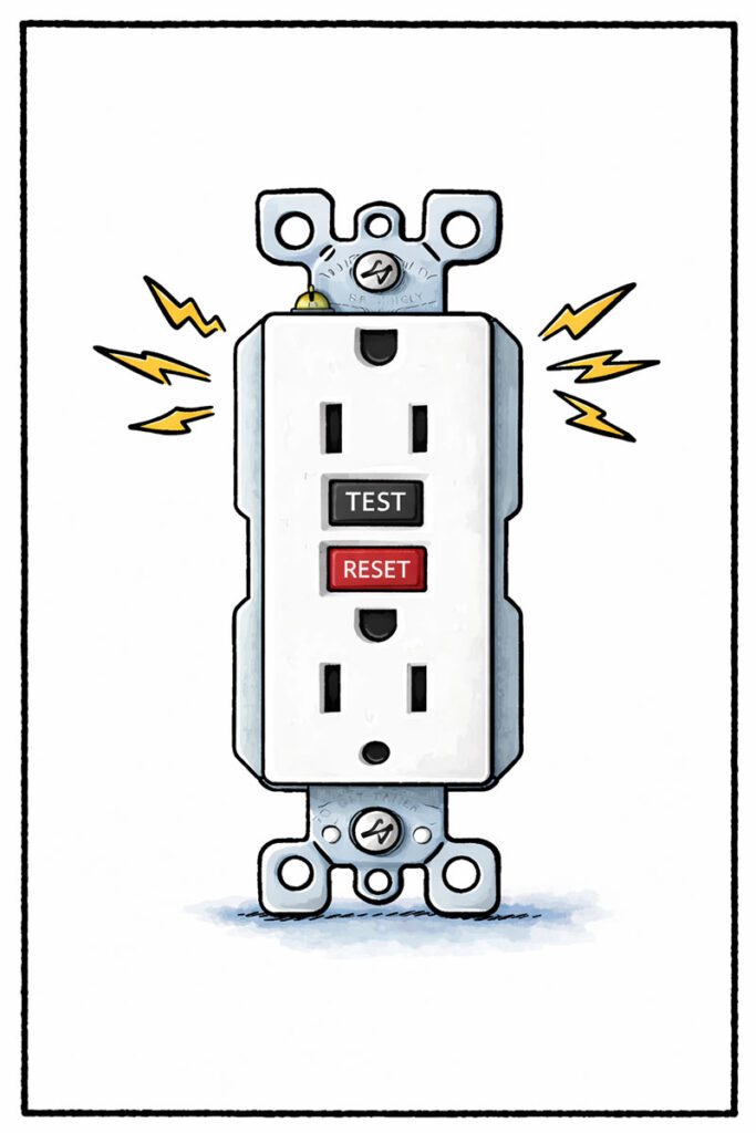 GFCI Outlet with test and reset buttons